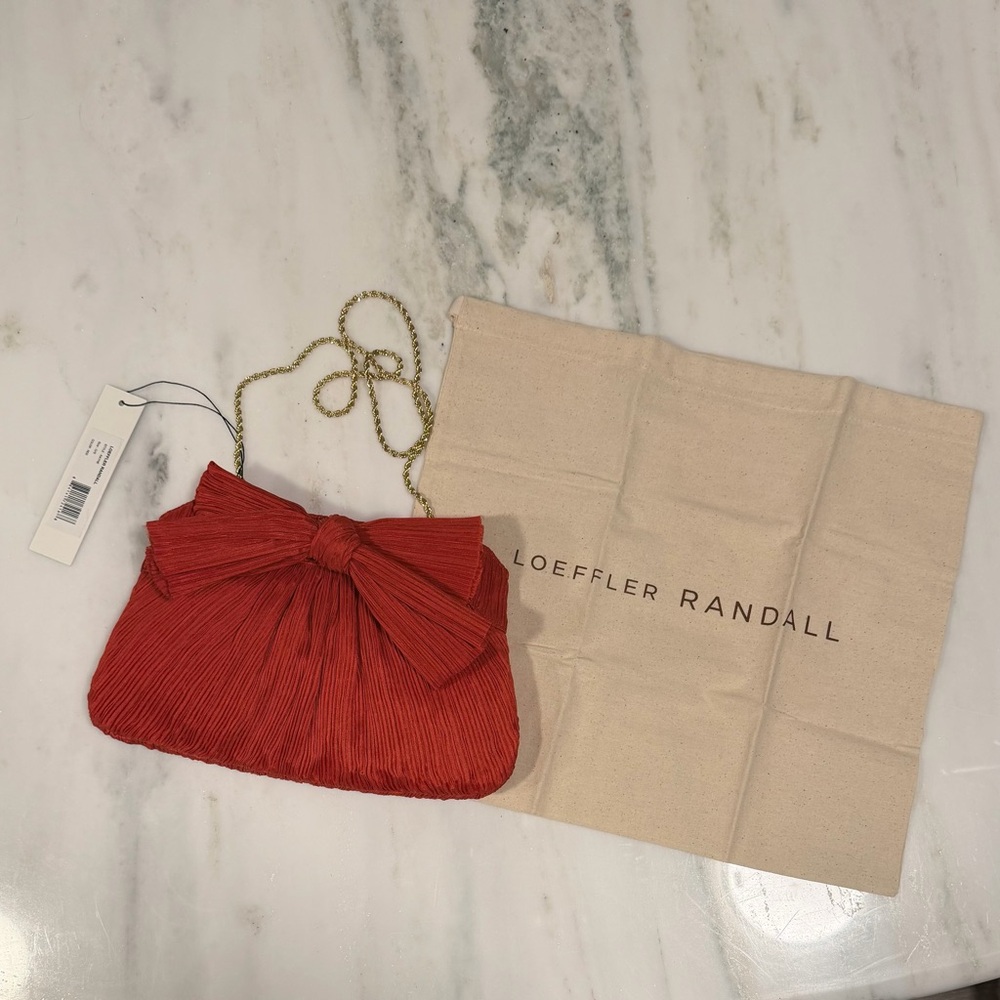 Loeffler Randall Rayne Pleated Lamé Bow Clutch
